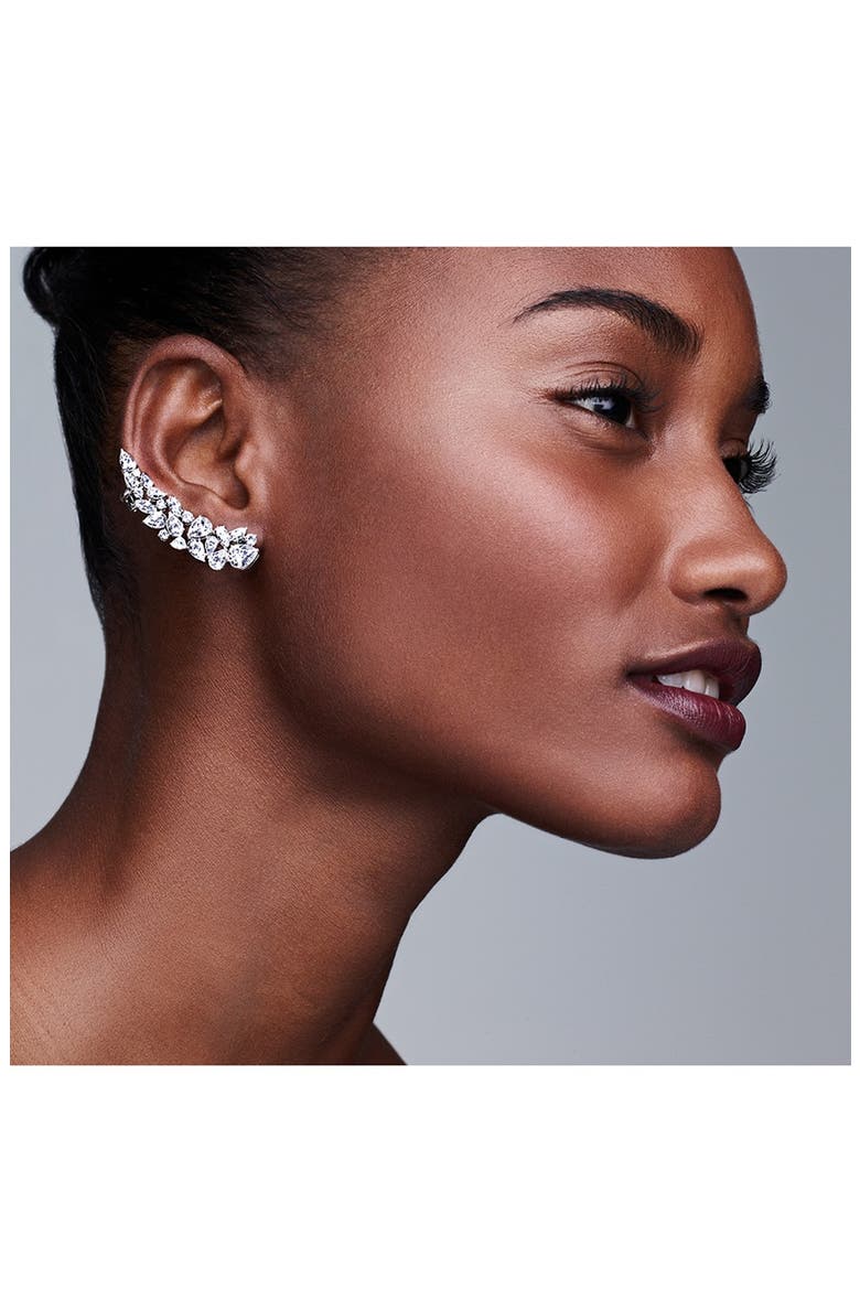 Cubic Zirconia Stud Ear Crawlers, Alternate, color, SILVER