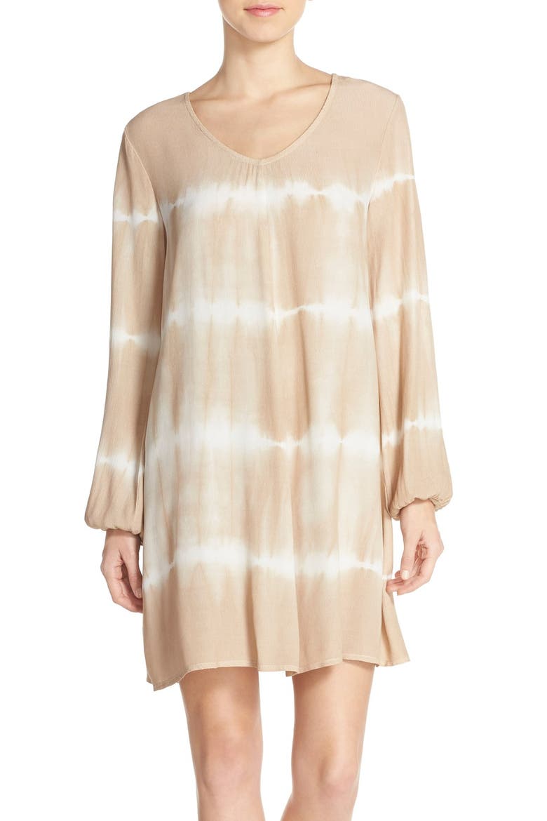 Tie Dye Crepe Shift Dress, Main, color, TAUPE