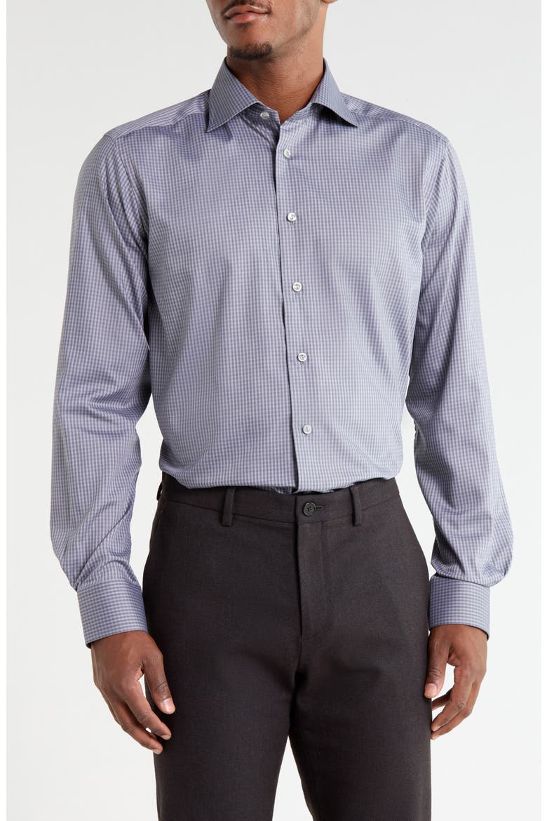 Contemporary Fit Check Twill Shirt, Main, color, DARK GREY