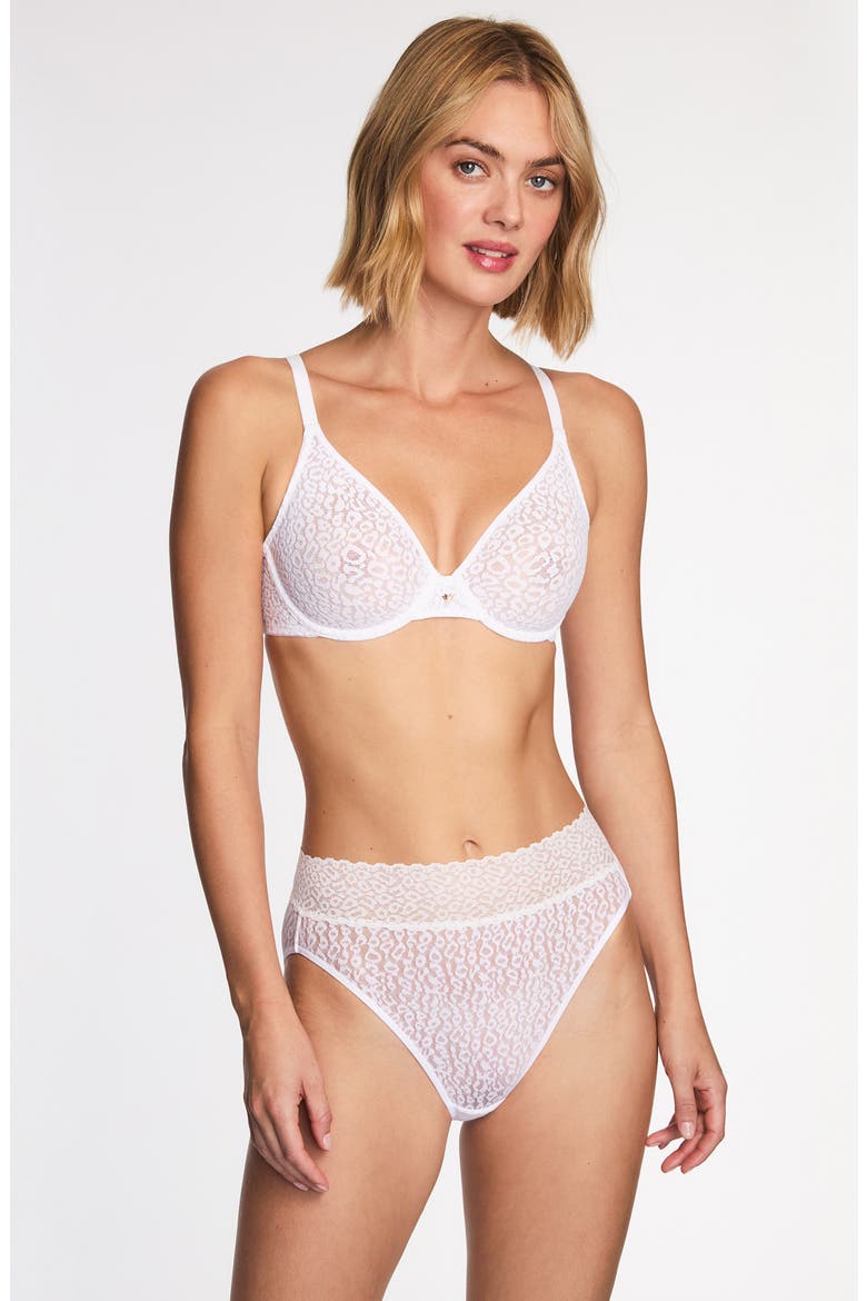 Unlined Underwire Plunge Bra, Alternate, color, WHITE