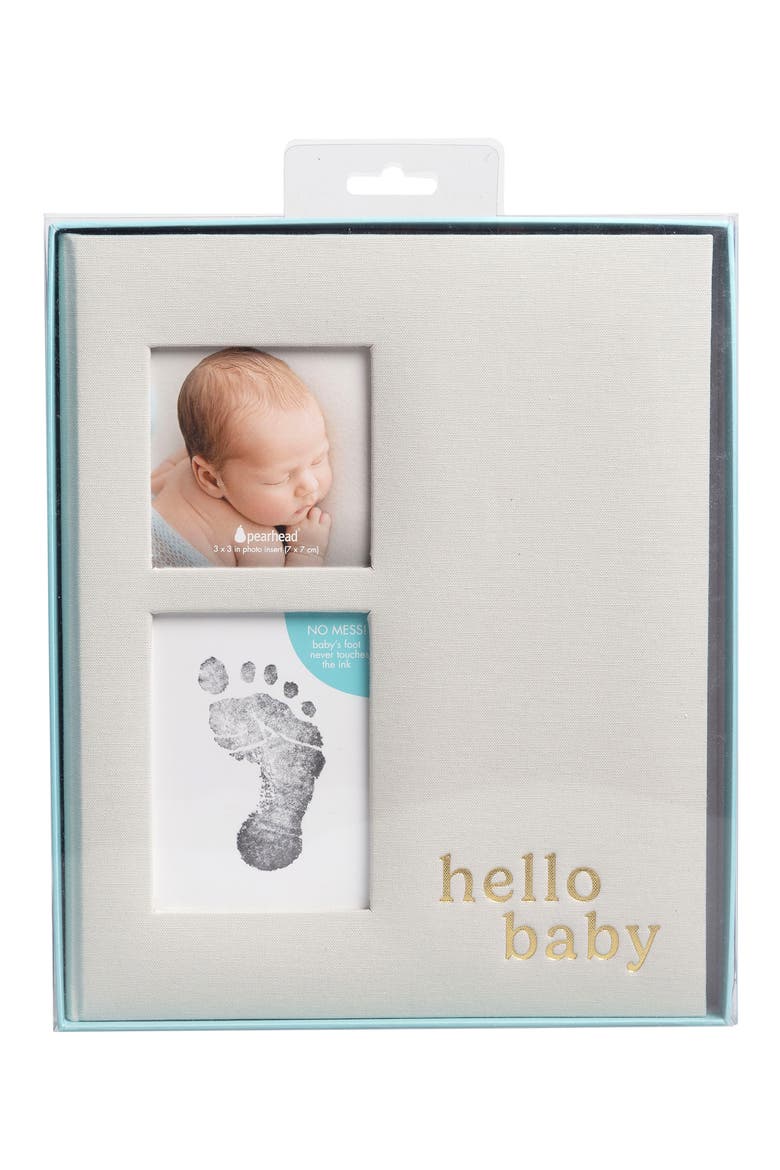 Hello Baby Gray Linen Gold Detail Keepsake Memory Book, Alternate, color, NO COLOR