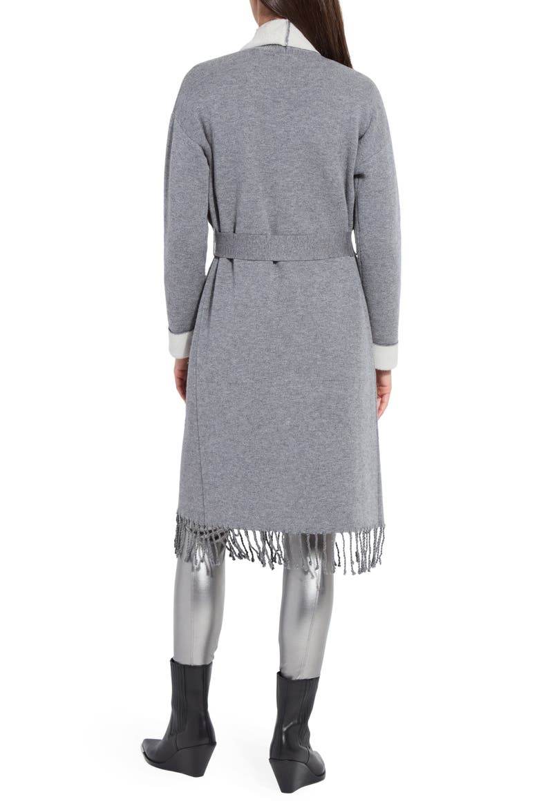 Juliette Fringed Sweater Coat, Alternate, color, GREY MELANGE/ LIGHT PEWTER
