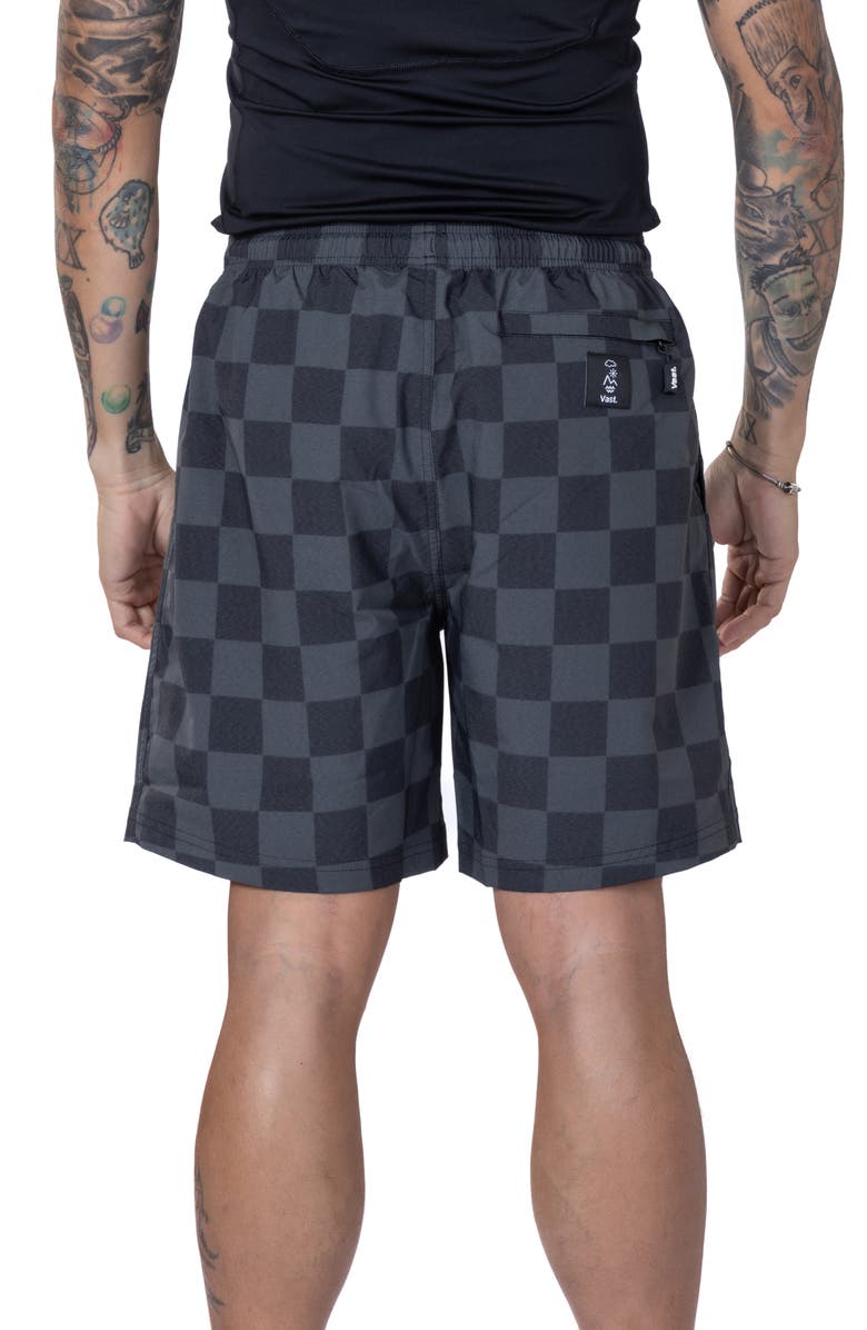 VAST Tonal Checkerboard Volley Swim Trunks, Alternate, color, Black