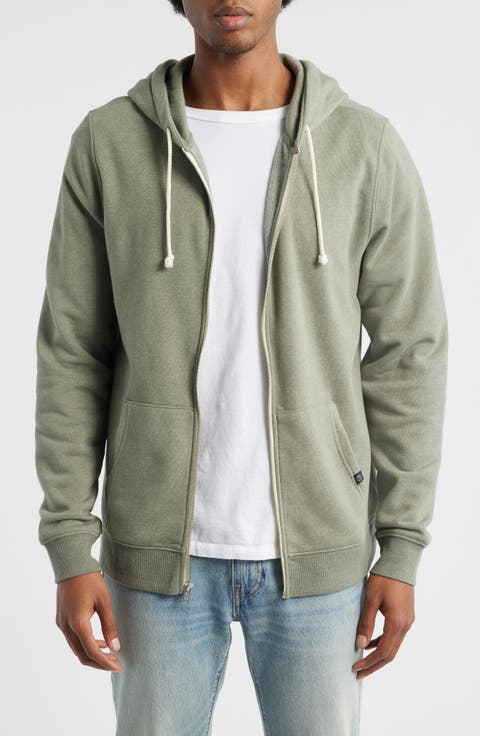 Trim Fit Heathered Fleece Zip Hoodie