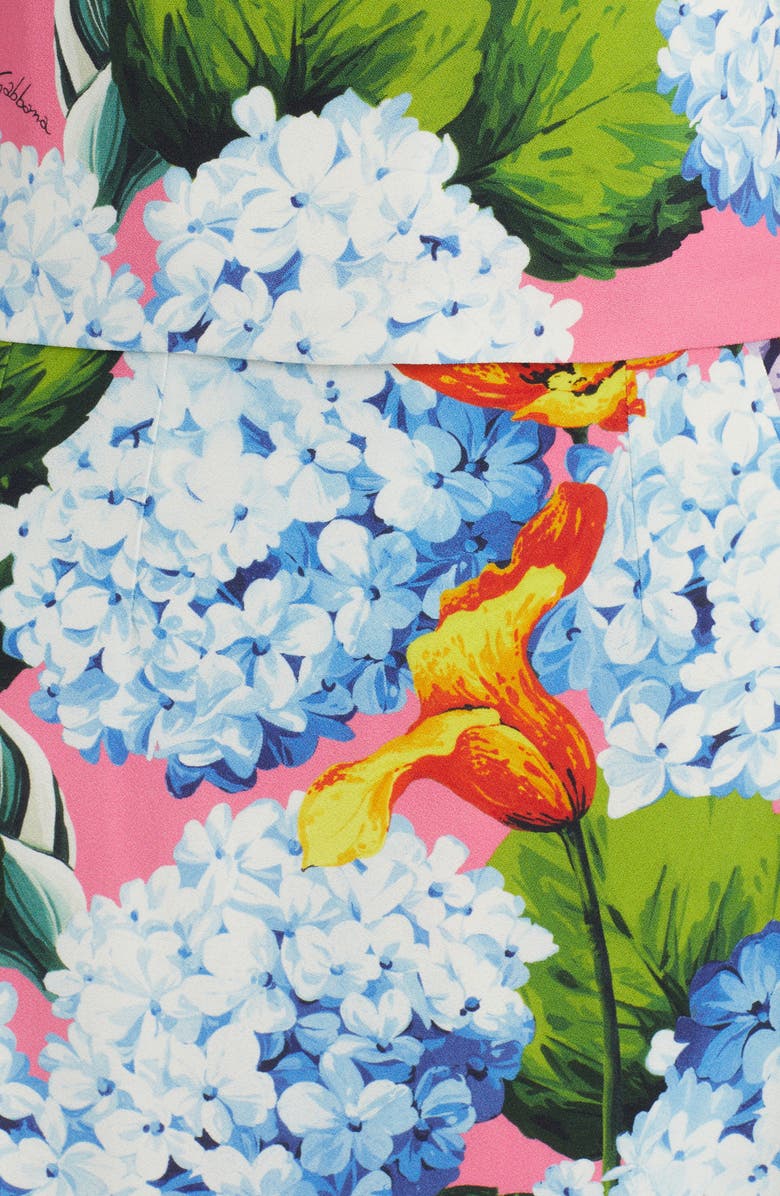 Dolce&Gabbana Hydrangea Print Long Sleeve Cady Midi Dress, Alternate, color, 