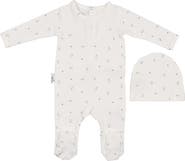 Manière Leaves & Pleats Footie & Hat Set