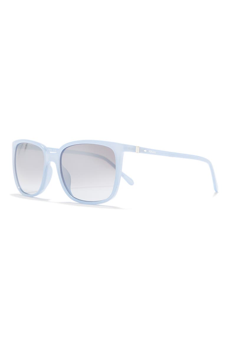 55mm Rectangle Sunglasses, Alternate, color, BLUE / SLVER MR SH AZU
