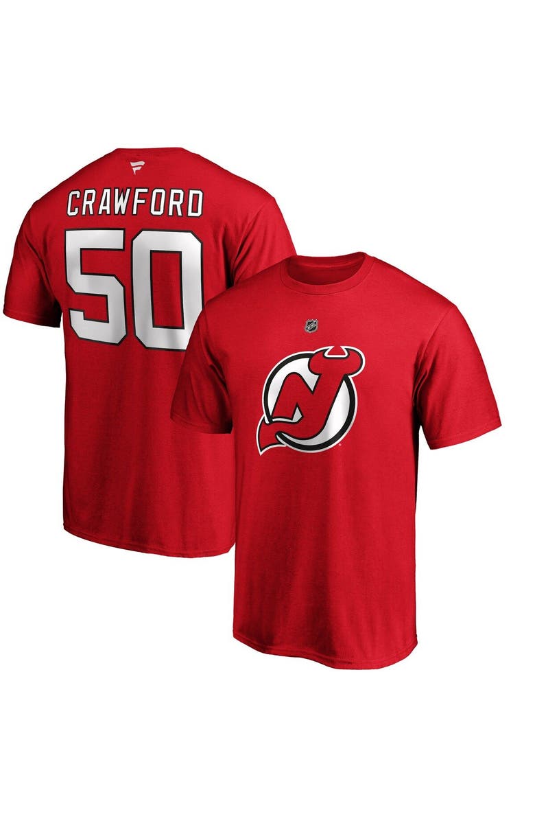 FANATICS Men's Fanatics Branded Corey Crawford Red New Jersey Devils Authentic Stack Name & Number T-Shirt, Alternate, color, 
