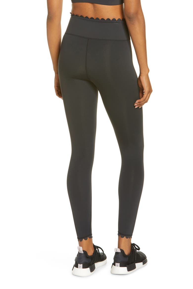 Scallop Active High Waist Leggings, Alternate, color, JET BLACK