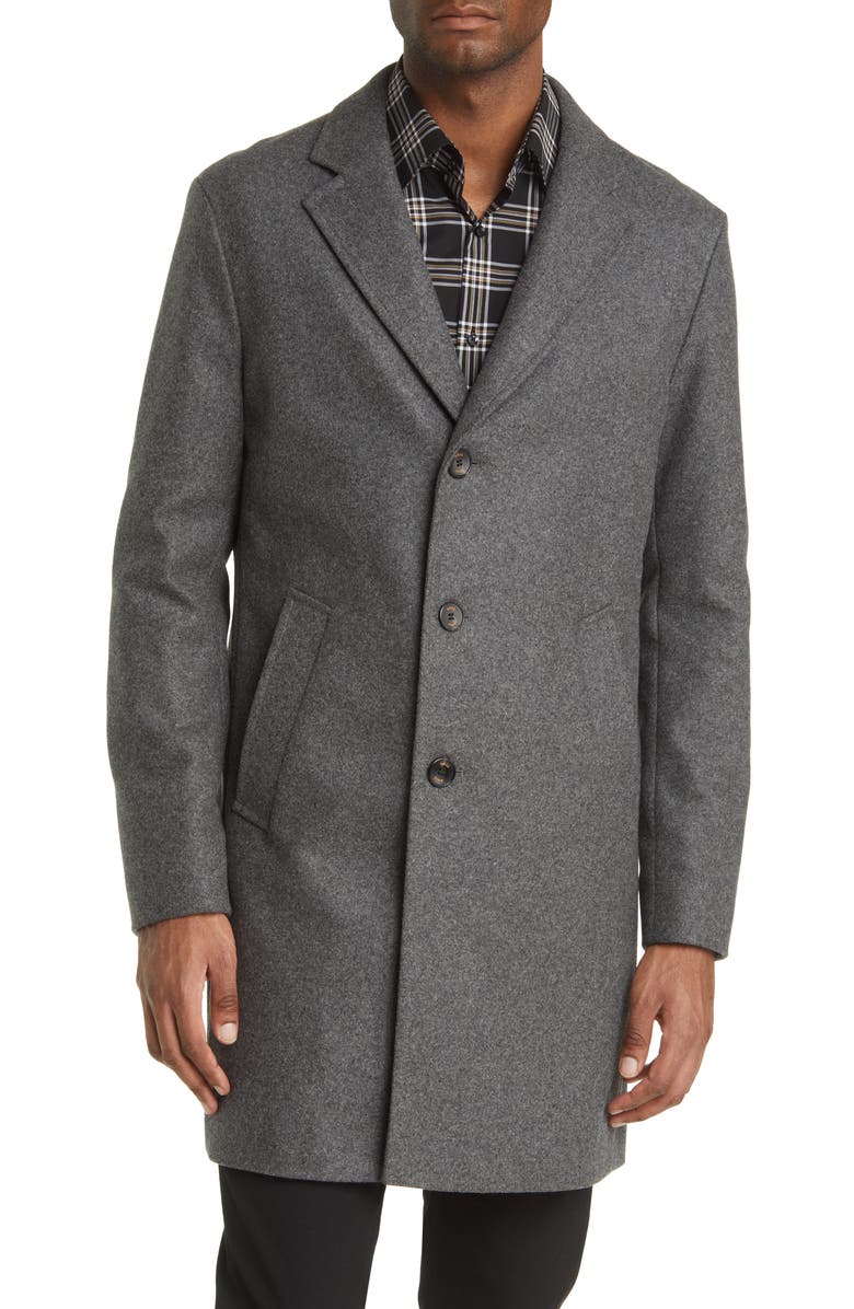 BOSS Hyde Virgin Wool Blend Overcoat, Alternate, color,