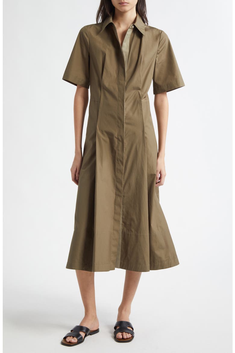 Canvas Tape Flare Shirtdress, Main, color, MOSS SMOKE