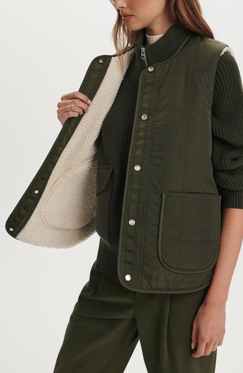 Varley Audrea Reversible Gilet, Alternate, color, Sand Shell / Forest