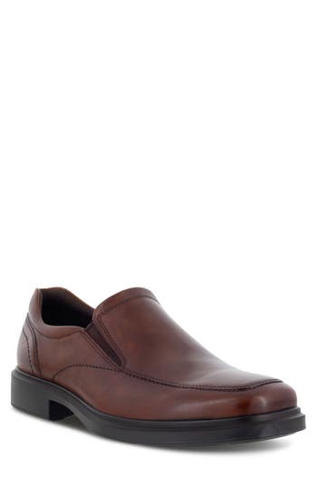 Ecco Helsinki 2.0 Mens Leather Square Toe Loafers In Cognac