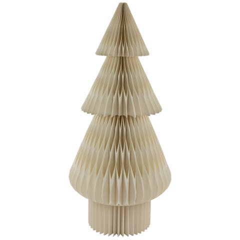 Tall Paper Accordion Honeycomb Foldable Christmas Tree - 4' - Cream