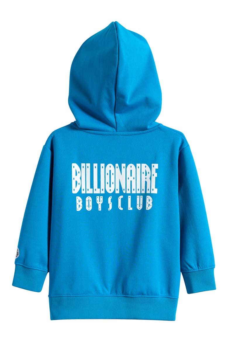 Kids' Straight Font Logo Zip Hoodie, Alternate, color, BLUE DANUB