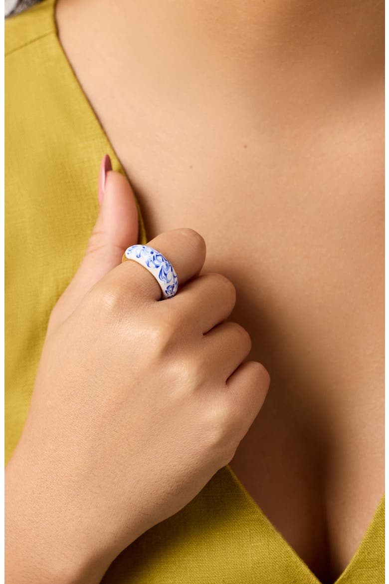 Wrenley Marble Blue Ring, Alternate, color, GOLD / MARBLE BLUE