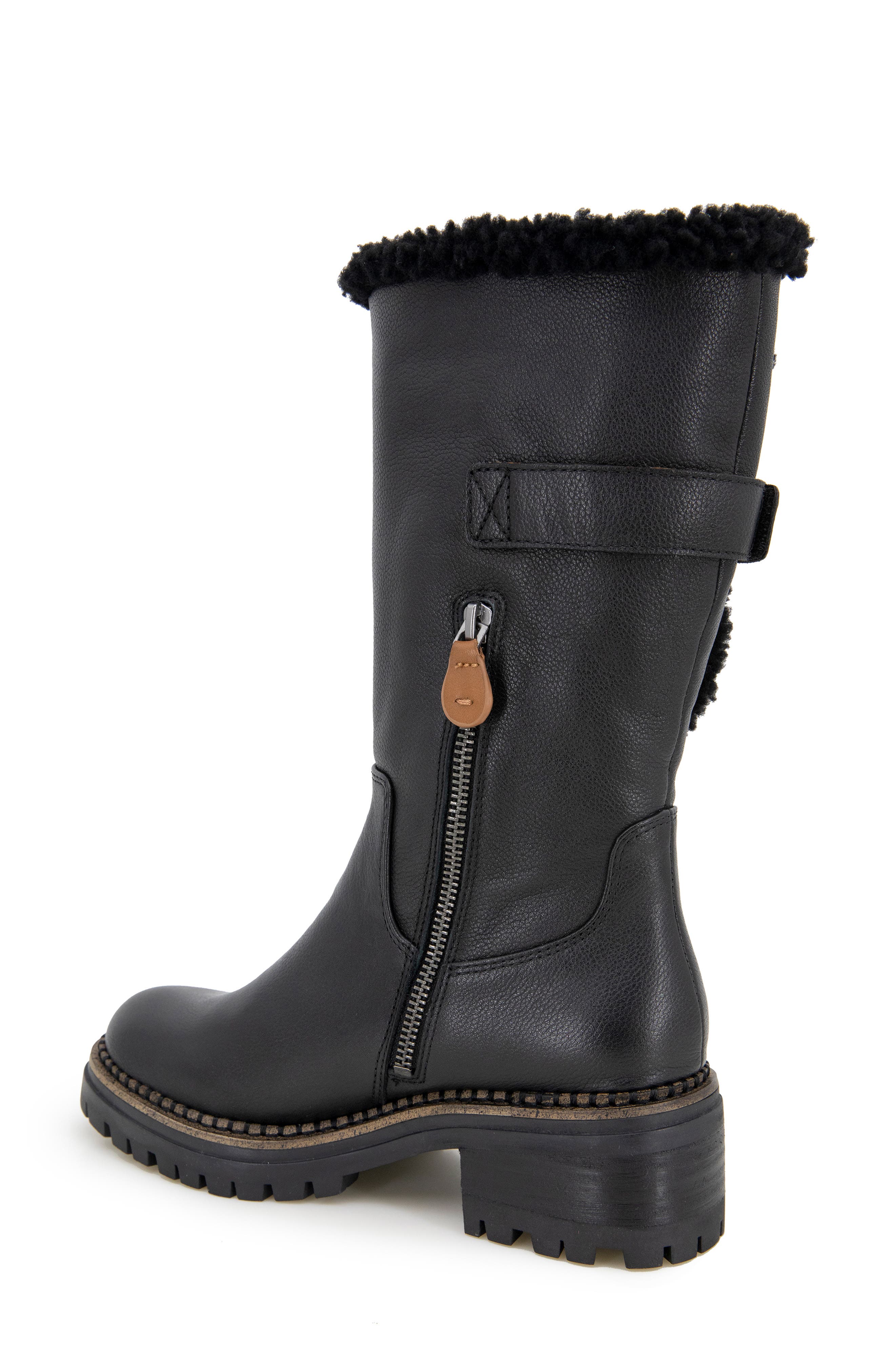 Gentle Souls Bradford Faux Shearling Trim Boot, Alternate, color, Black Leather
