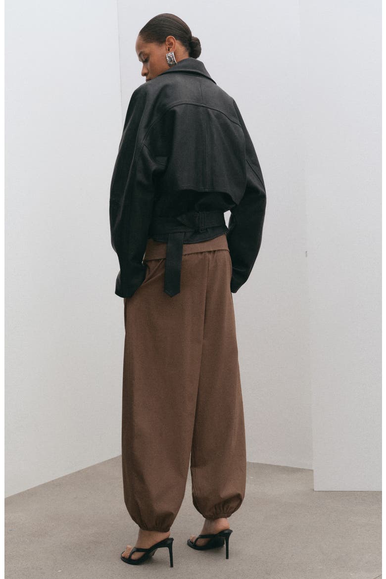 Pull-On High Waist Cotton Balloon Pants, Alternate, color, MEDIUM BROWN