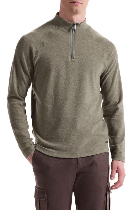 Brushed Cotton Blend Quarter Zip Pullover