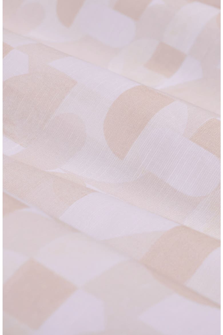 Julian Shaped Fit Abstract Geometric Print Cotton & Linen Button-Up Shirt, Alternate, color, DESERT