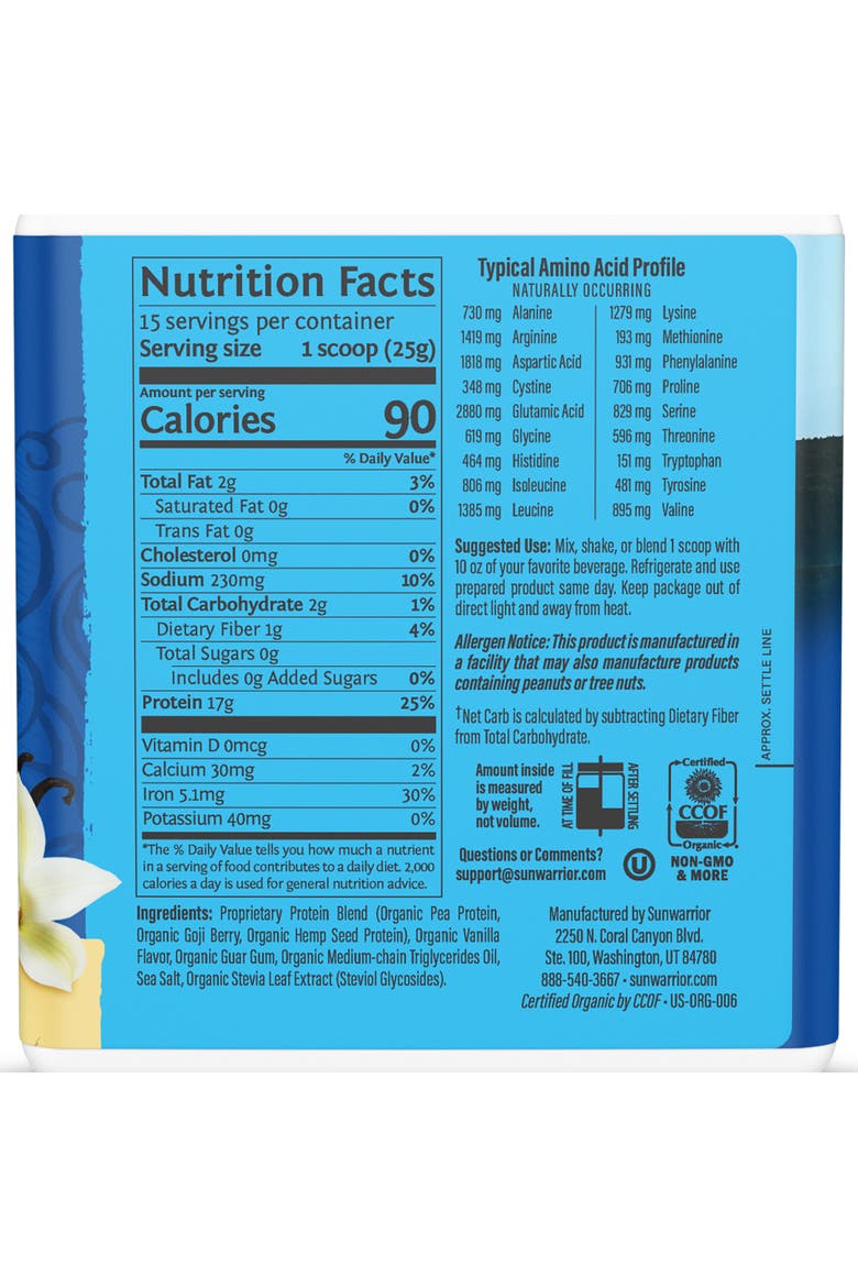 Organic Warrior Blend Protein Powder, Vanilla, 375gm, Alternate, color, No Color