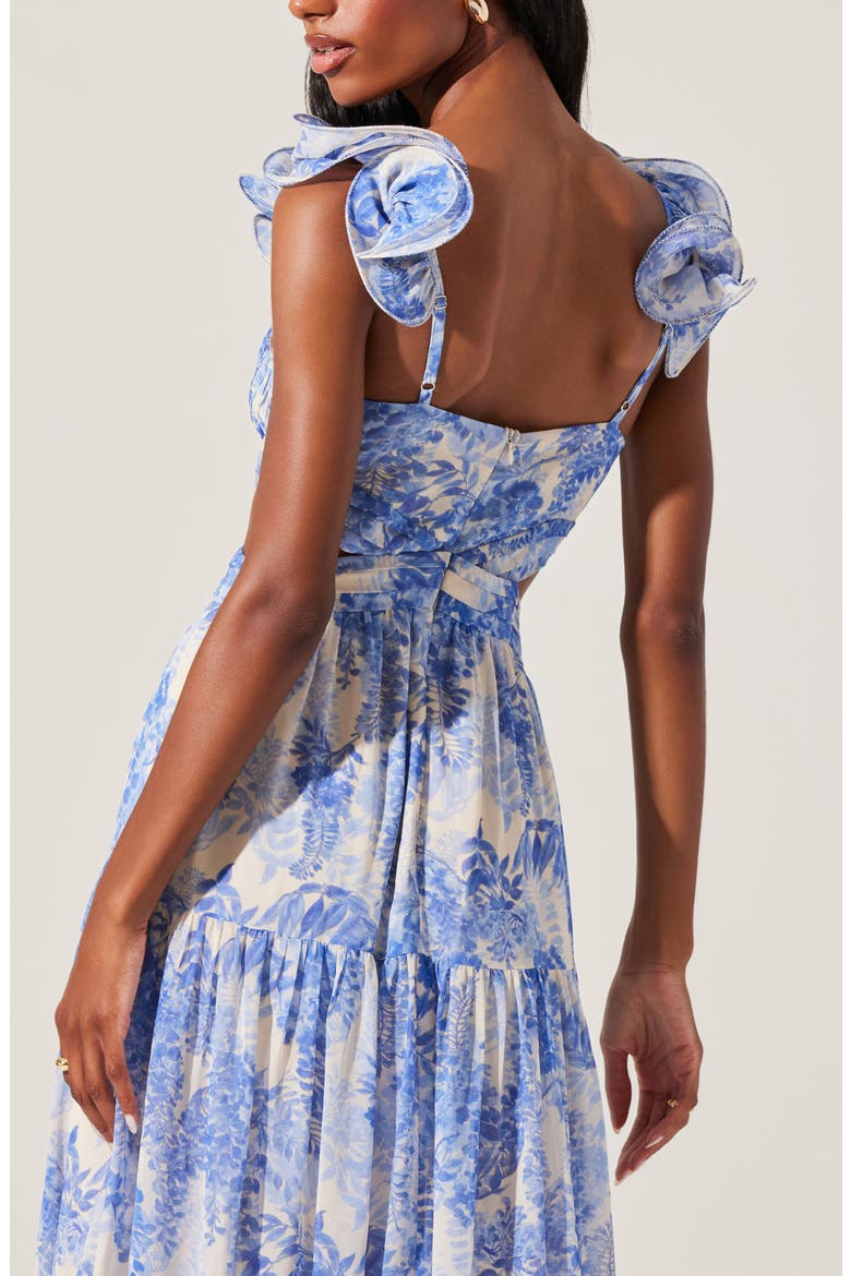 Frittilaria Floral Cutout Detail Maxi Dress, Alternate, color, BLUE FLORAL