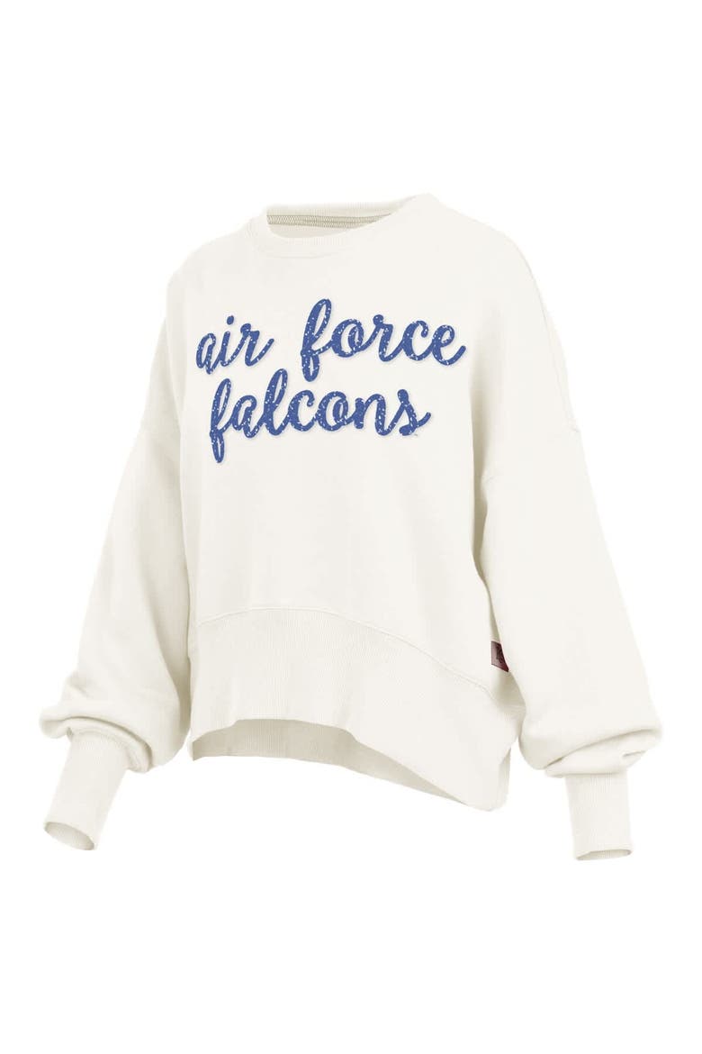 Women's Pressbox Cream Air Force Falcons Oversized Chelsea Waist Length Pullover Sweatshirt, Alternate, color, Cream