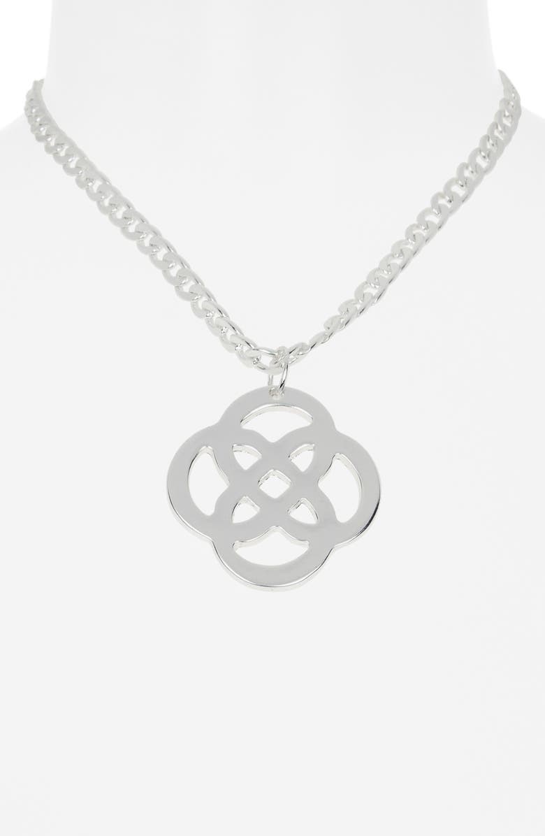 Karine Sultan Pendant Curb Chain Necklace, Alternate, color, Silver