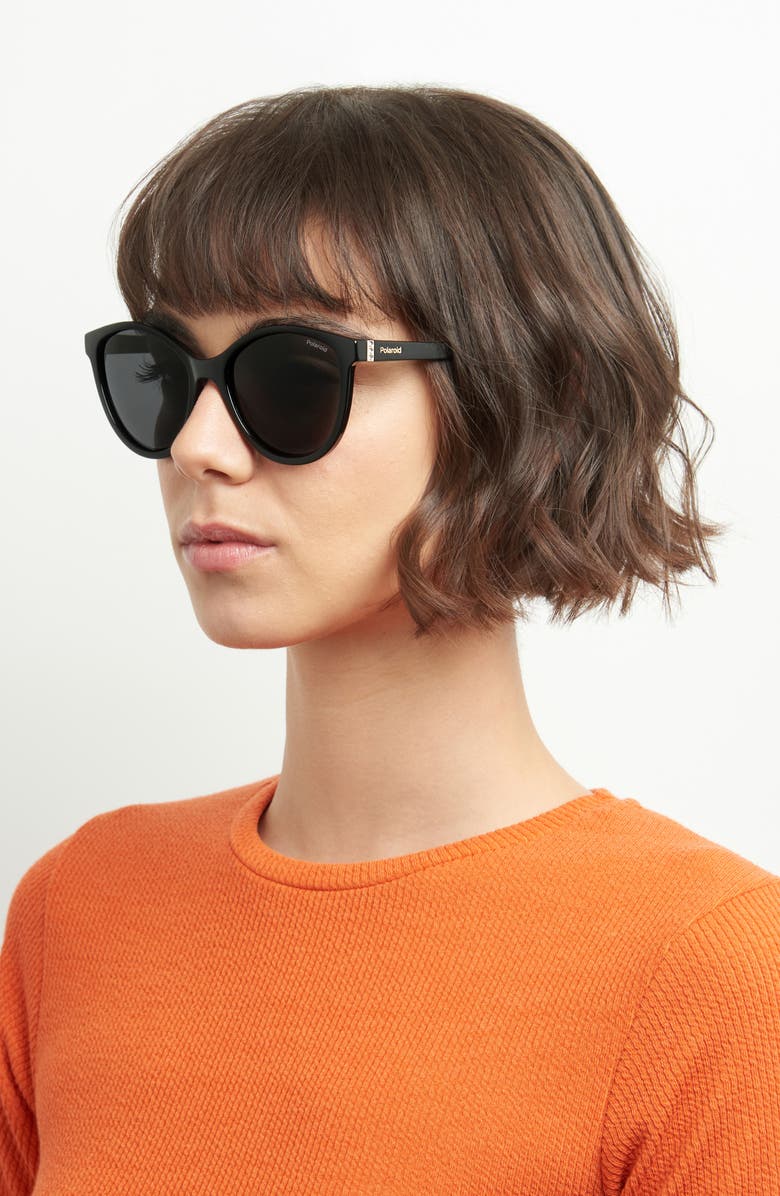 Polaroid 54mm Polarized Round Sunglasses, Alternate, color, Black/ Grey Polarized