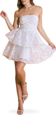 FLYING TOMATO Textured Floral Cocktail Minidress