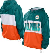 New Era Men's New Era Aqua Miami Dolphins Ripstop Quarter-Zip Hooded Windbreaker