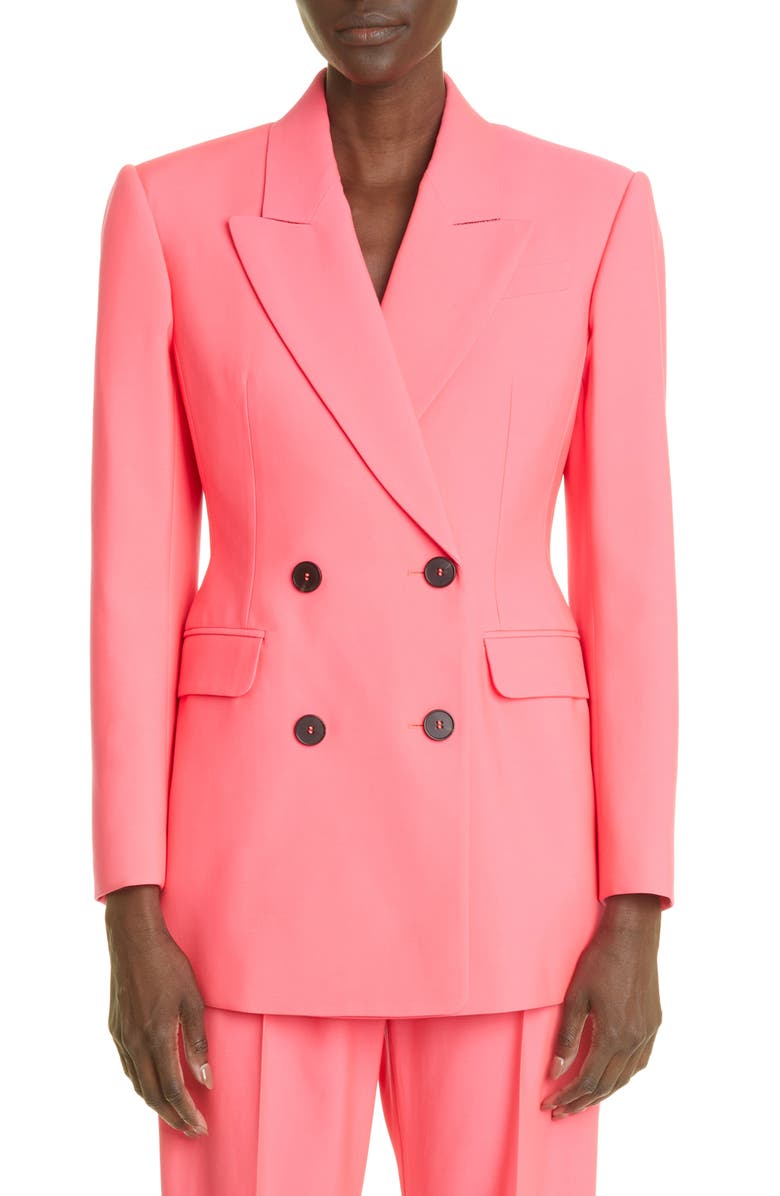 McQueen Alexander McQueen Double Breasted Wool Jacket, Main, color, 