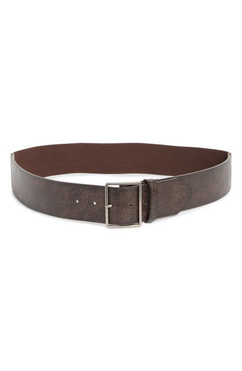 Burnished Edge Stretch Faux Leather Belt