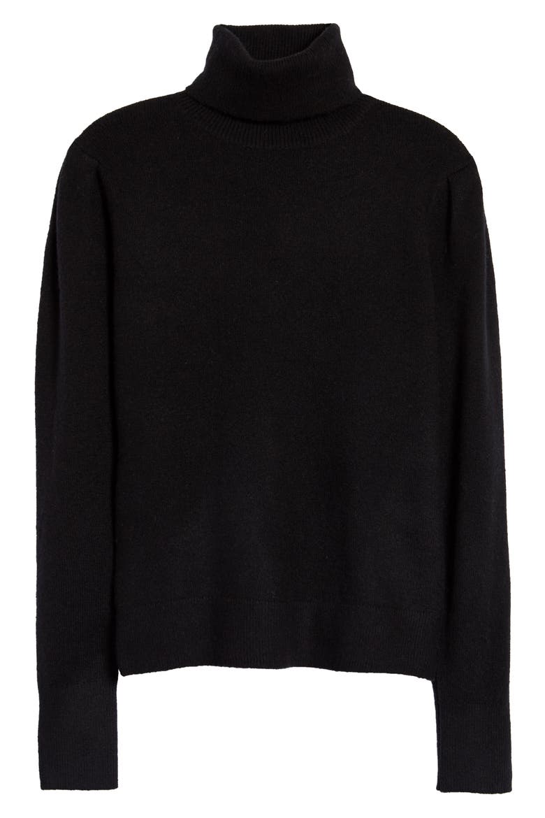 Rachell Parcell Puff Shoulder Turtleneck Sweater, Alternate, color, BLACK