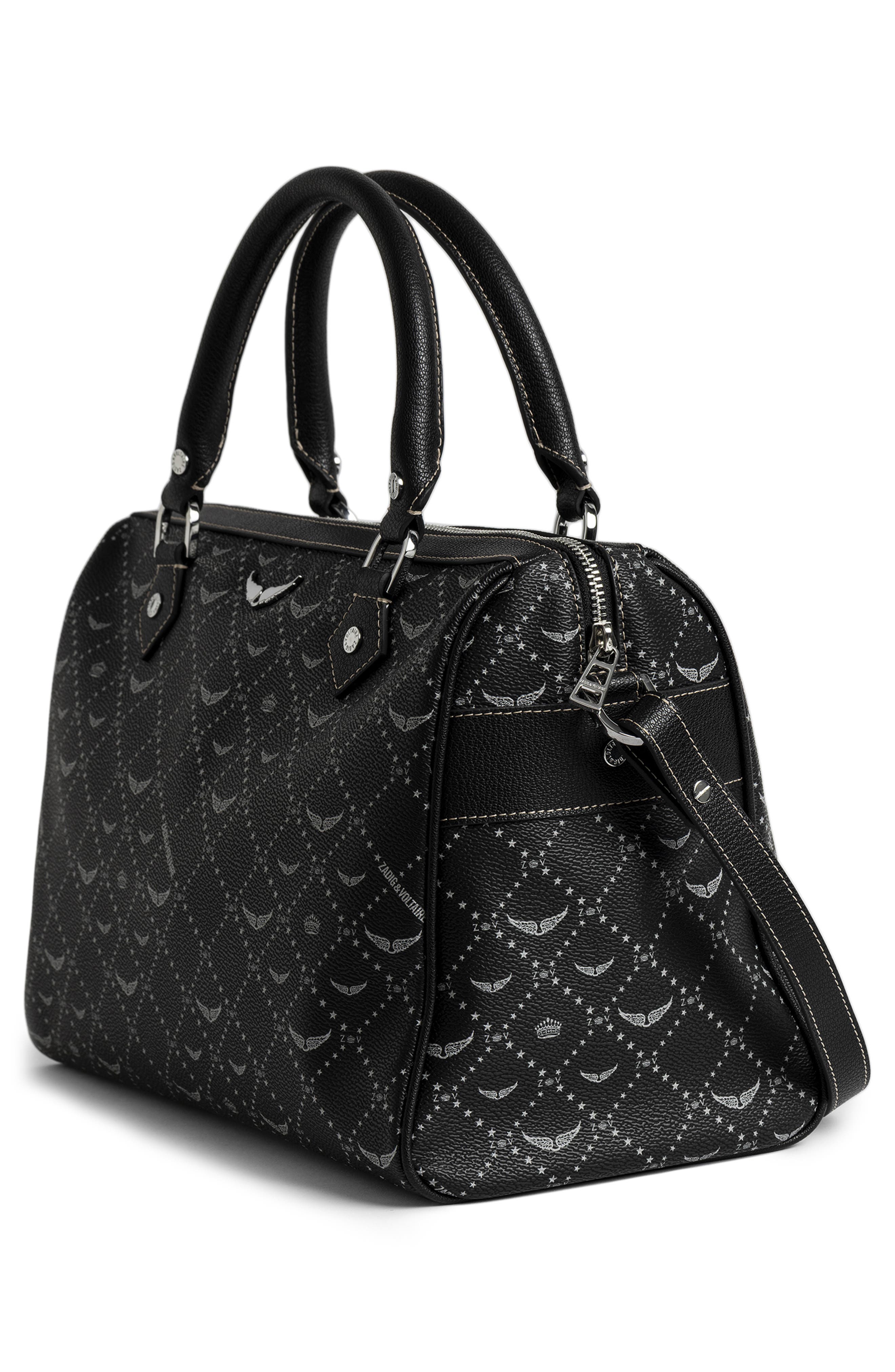 Zadig & Voltaire Medium Sunny Vibe Monogram Bag, Alternate, color, Black