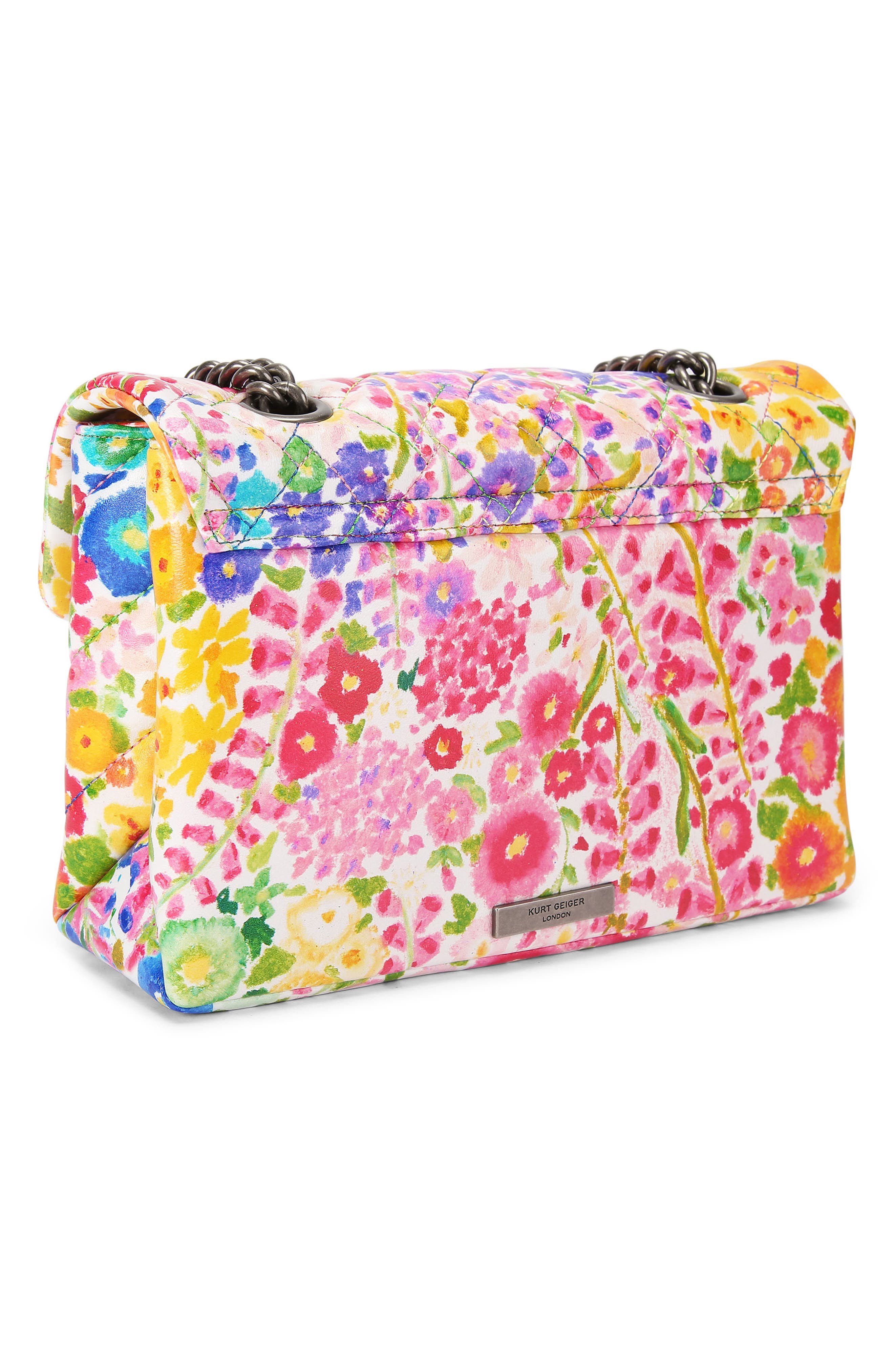 Kurt Geiger London Floral Couture Kensington Floral Quilted Leather Crossbody Bag, Alternate, color, Floral Multi