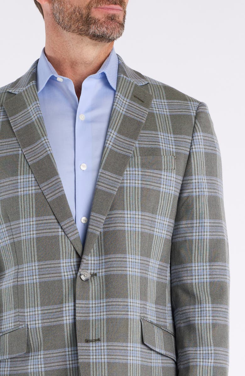 SAVILE ROW CO Olive & Blue Plaid Sport Coat, Alternate, color, Olive