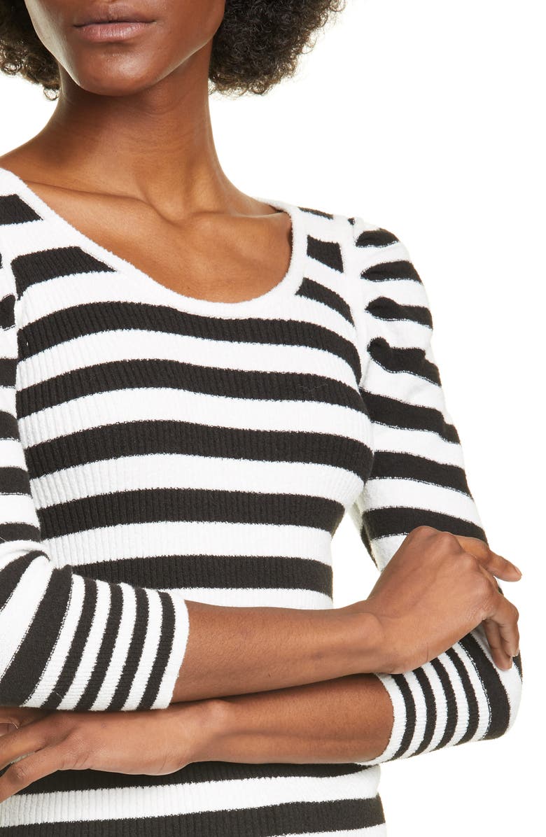 Smythe Puff Sleeve Stripe Cotton Blend Sweater, Alternate, color, 
