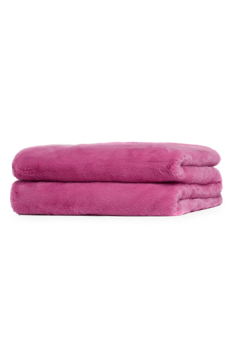 Apparis Jumbo Brady Faux Fur Throw Blanket, Main, color, Sugar Pink
