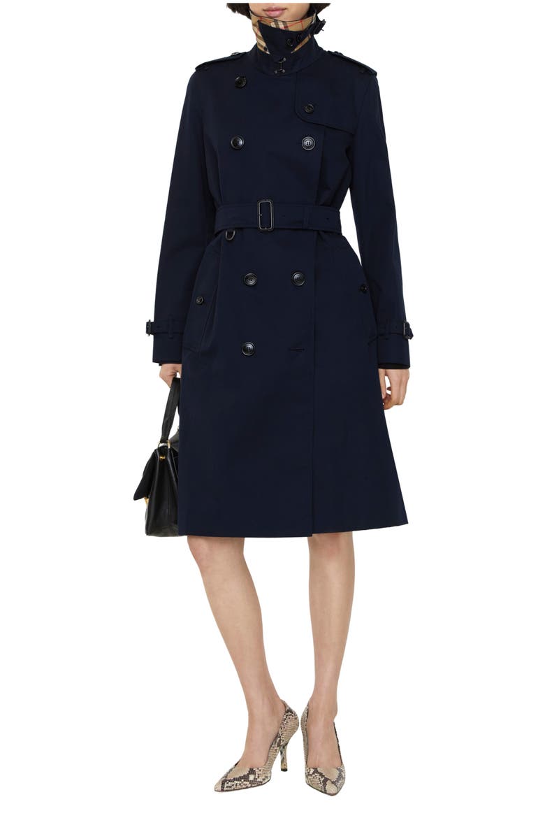 Long Kensington Heritage Trench Coat, Main, color, Coal blue