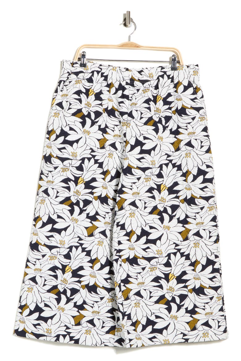 Crinkled Crop Pull-On Pants, Alternate, color, NAVY/ IVORY LILY