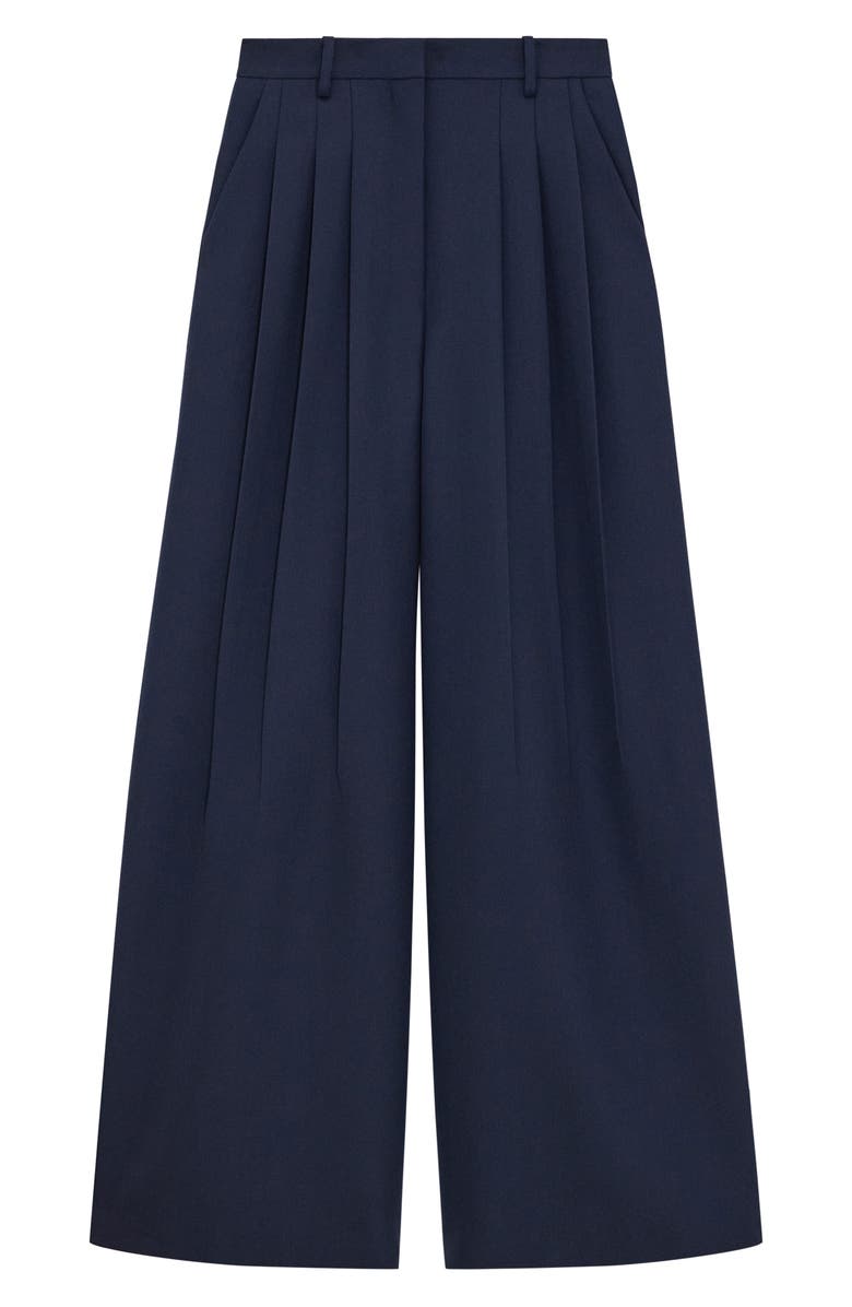 Theory Wool Blend Wide Leg Pants, Alternate, color, Nocturne Navy