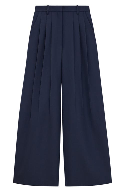Theory Wool Blend Triple Pleat Pants In Nocturne Navy