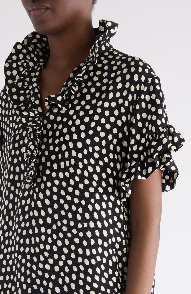 Chloé Polka Dot Jacquard Organic Silk Crêpe de Chine Minidress, Alternate, color, Black - Beige