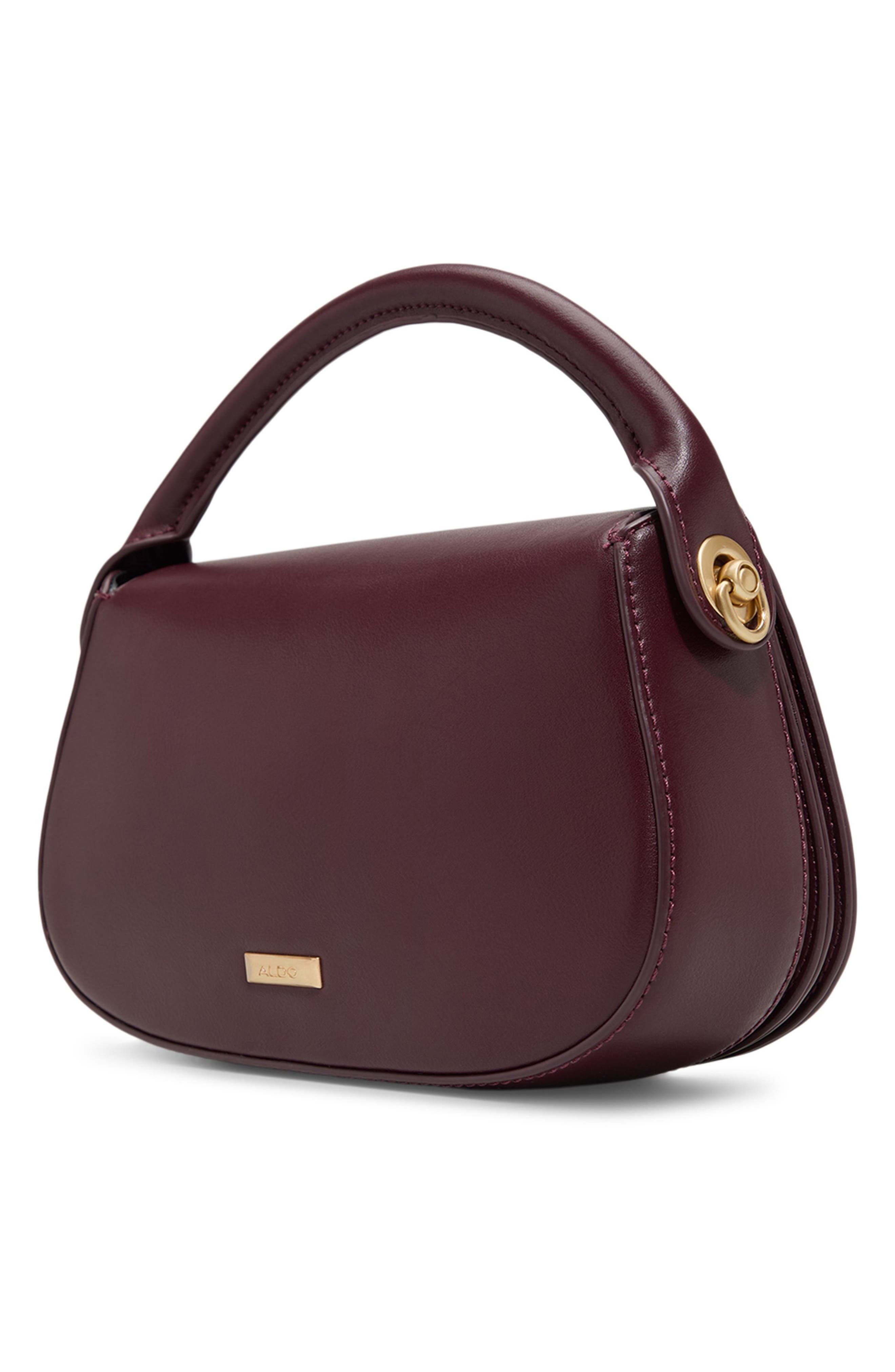 ALDO Willamae Faux Leather Top Handle Bag, Alternate, color, Dark Plum