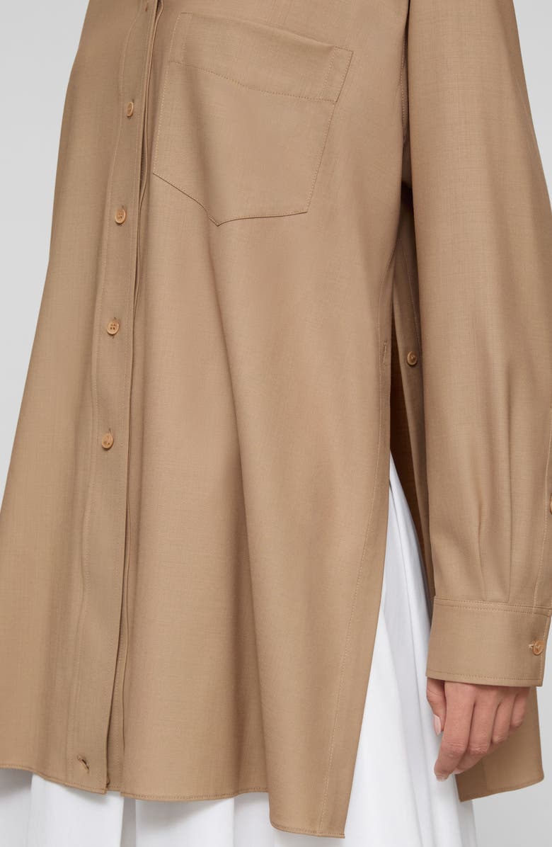 Lafayette 148 New York Tropical Wool Blend Convertible Wrap Blouse, Alternate, color, Brownstone