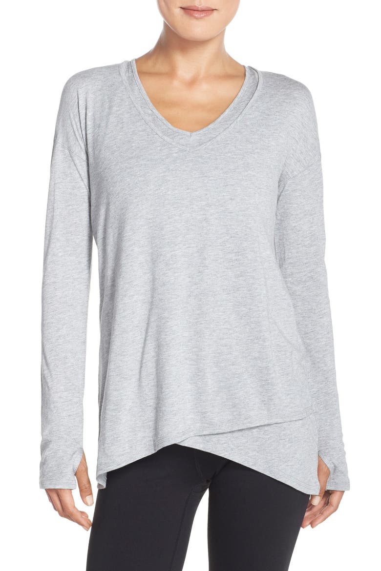 'Shadow' Cutout Long Sleeve Tee, Main, color, SILVER SLATE