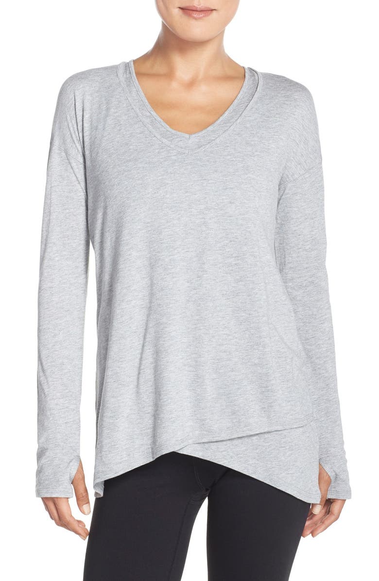 Zella 'Shadow' Cutout Long Sleeve Tee, Main, color, 
