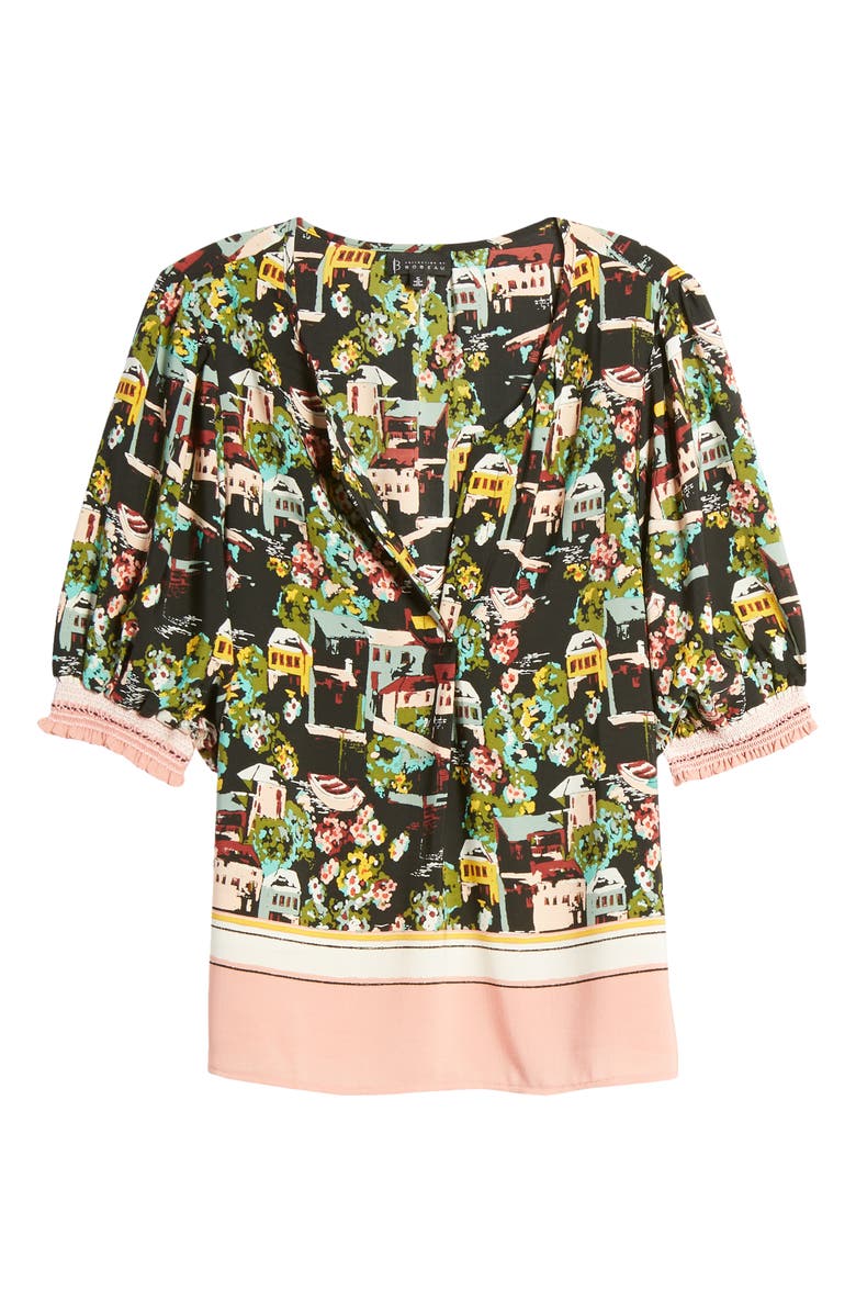 Bobeau Valerie Split Neck Short Sleeve Blouse, Alternate, color, 