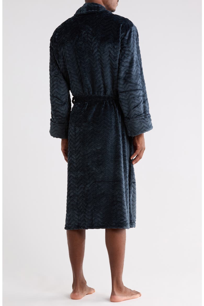 Plush Chevron Robe, Alternate, color, BLACK